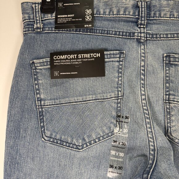 NWT Men's INC Jeans Modern Boot Comfort Stretch Size 36x30 Faded Streetwear - Picture 4 of 8